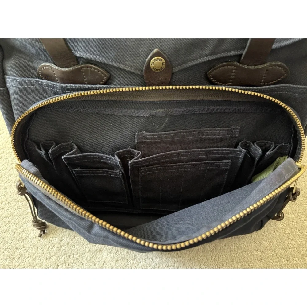 Filson 258 Rugged Twill Padded Computer Bag - Navy - Made In USA - Rare